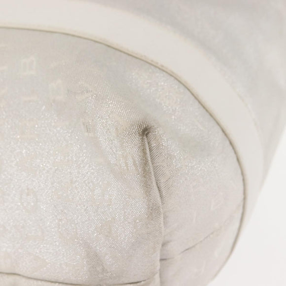 BVLGARI Logo mania Tote Bag Canvas Silver White Auth BA6909