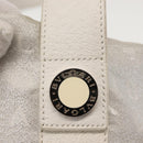 BVLGARI Logo mania Tote Bag Canvas Silver White Auth BA6909-17