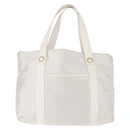 BVLGARI Logo mania Tote Bag Canvas Silver White Auth BA6909-13