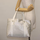 BVLGARI Logo mania Tote Bag Canvas Silver White Auth BA6909-25