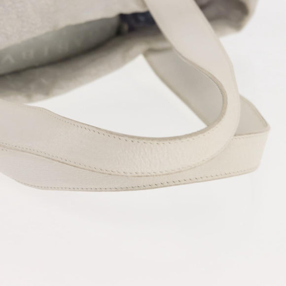 BVLGARI Logo mania Tote Bag Canvas Silver White Auth BA6909