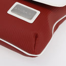 BVLGARI Shoulder Bag Leather Red White Auth BA6910-9