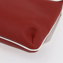 BVLGARI Shoulder Bag Leather Red White Auth BA6910-15