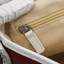 BVLGARI Shoulder Bag Leather Red White Auth BA6910-18