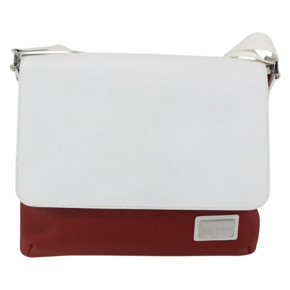 BVLGARI Shoulder Bag Leather Red White Auth BA6910