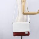 BVLGARI Shoulder Bag Leather Red White Auth BA6910-22