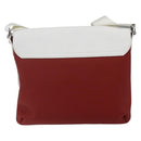 BVLGARI Shoulder Bag Leather Red White Auth BA6910-2