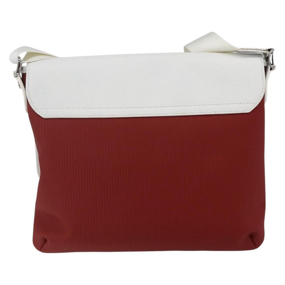 BVLGARI Shoulder Bag Leather Red White Auth BA6910