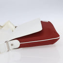 BVLGARI Shoulder Bag Leather Red White Auth BA6910-3