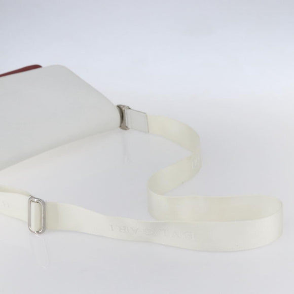 BVLGARI Shoulder Bag Leather Red White Auth BA6910