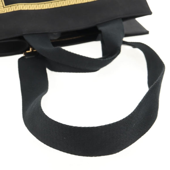 FENDI VERSACE Collaboration Tote Bag Canvas 2way Black Gold Auth BA6912A