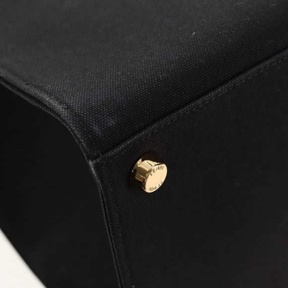 FENDI VERSACE Collaboration Tote Bag Canvas 2way Black Gold Auth BA6912A