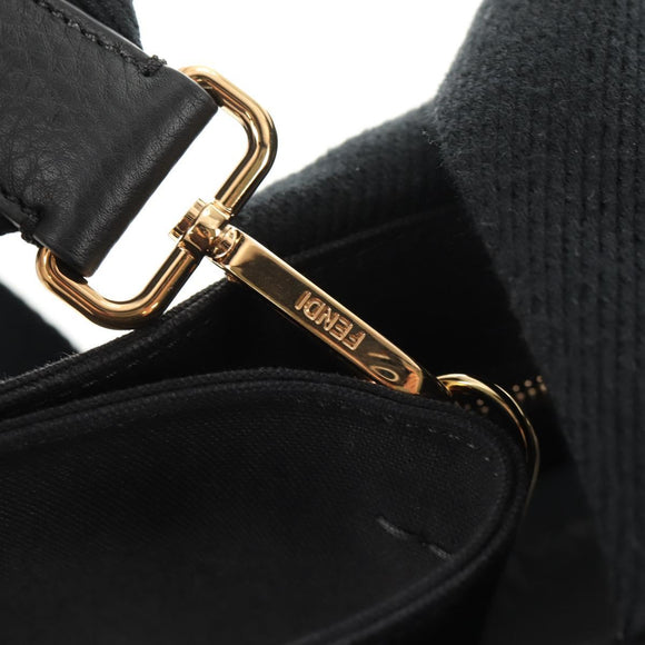 FENDI VERSACE Collaboration Tote Bag Canvas 2way Black Gold Auth BA6912A