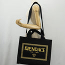 FENDI VERSACE Collaboration Tote Bag Canvas 2way Black Gold Auth BA6912A-29