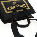 FENDI VERSACE Collaboration Tote Bag Canvas 2way Black Gold Auth BA6912A-6