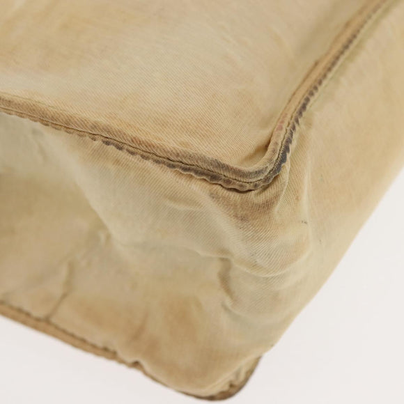 CHANEL Tote Bag Nylon Beige CC Auth BA6913