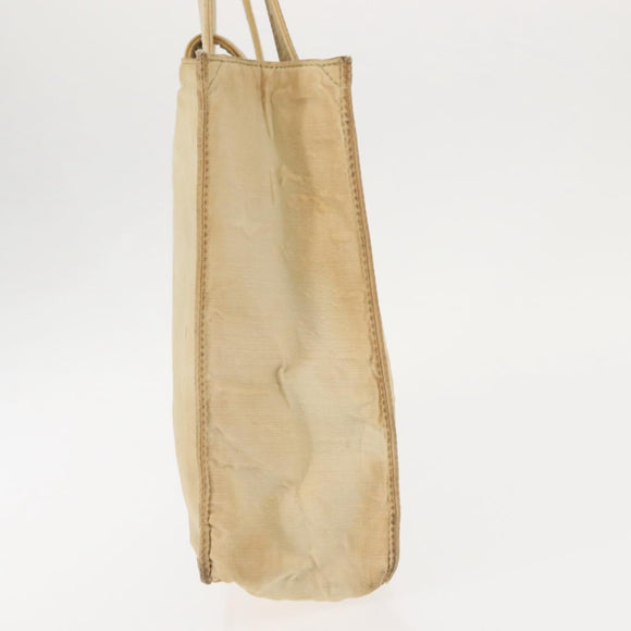 CHANEL Tote Bag Nylon Beige CC Auth BA6913