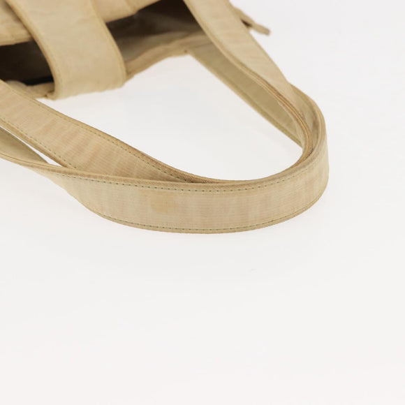 CHANEL Tote Bag Nylon Beige CC Auth BA6913