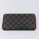 LOUIS VUITTON Damier Ebene Vernis Zippy Wallet 2 Set Pink LV Auth BA6918-10