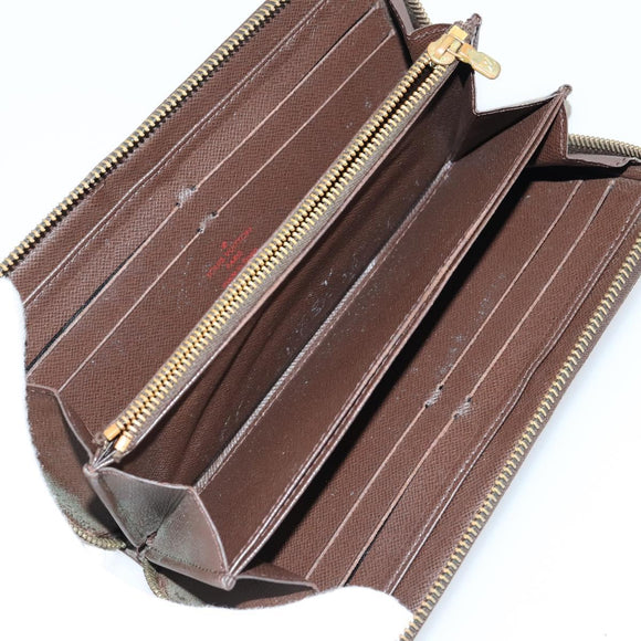 LOUIS VUITTON Damier Ebene Vernis Zippy Wallet 2 Set Pink LV Auth BA6918