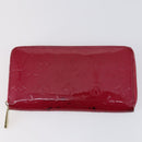 LOUIS VUITTON Damier Ebene Vernis Zippy Wallet 2 Set Pink LV Auth BA6918-2