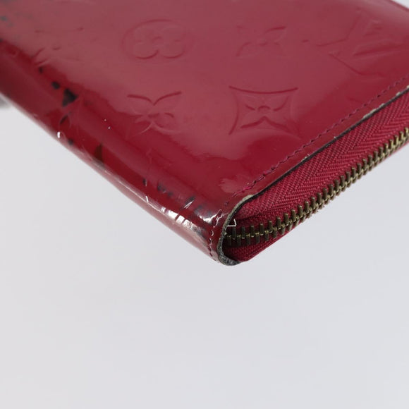 LOUIS VUITTON Damier Ebene Vernis Zippy Wallet 2 Set Pink LV Auth BA6918