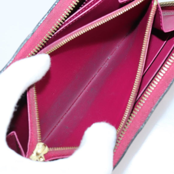 LOUIS VUITTON Damier Ebene Vernis Zippy Wallet 2 Set Pink LV Auth BA6918