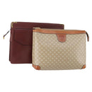 CELINE Cartier Clutch Bag PVC Leather 2 Set Beige Bordeaux Auth BA6920-1