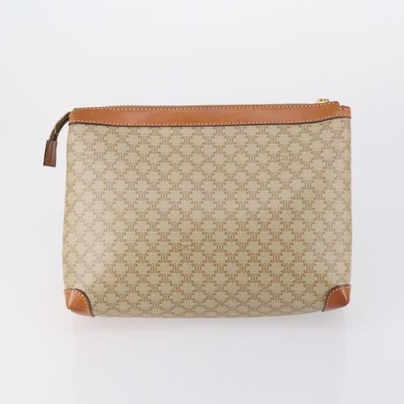 CELINE Cartier Clutch Bag PVC Leather 2 Set Beige Bordeaux Auth BA6920