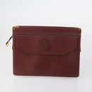 CELINE Cartier Clutch Bag PVC Leather 2 Set Beige Bordeaux Auth BA6920-2