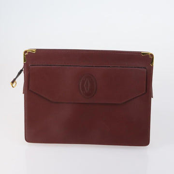 CELINE Cartier Clutch Bag PVC Leather 2 Set Beige Bordeaux Auth BA6920 - 0