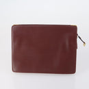 CELINE Cartier Clutch Bag PVC Leather 2 Set Beige Bordeaux Auth BA6920-3
