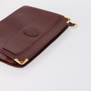 CELINE Cartier Clutch Bag PVC Leather 2 Set Beige Bordeaux Auth BA6920-5