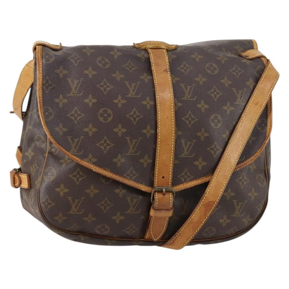 LOUIS VUITTON Monogram Saumur 35 Shoulder Bag M42254 LV Auth BA6948