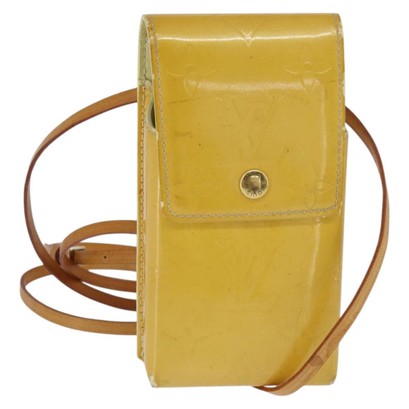 LOUIS VUITTON Monogram Vernis Walker Wallet Lime Yellow M91074 LV Auth BA6985