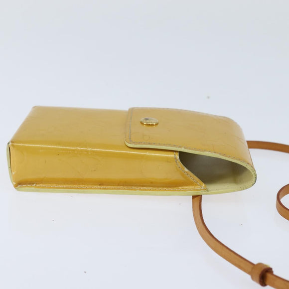 LOUIS VUITTON Monogram Vernis Walker Wallet Lime Yellow M91074 LV Auth BA6985