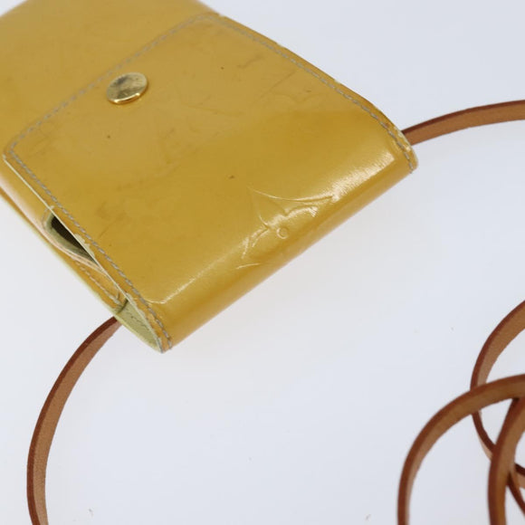 LOUIS VUITTON Monogram Vernis Walker Wallet Lime Yellow M91074 LV Auth BA6985