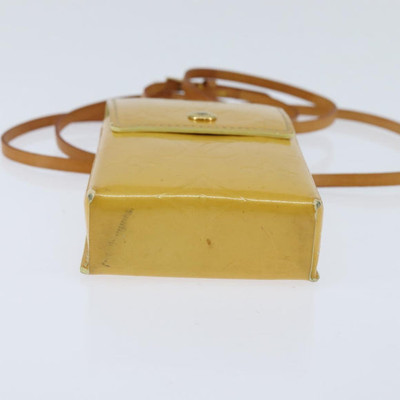 LOUIS VUITTON Monogram Vernis Walker Wallet Lime Yellow M91074 LV Auth BA6985