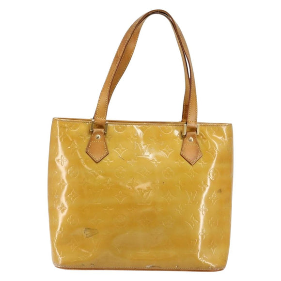 LOUIS VUITTON Monogram Vernis Houston Hand Bag Beige M91004 LV Auth BA6986