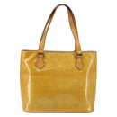 LOUIS VUITTON Monogram Vernis Houston Hand Bag Beige M91004 LV Auth BA6986-2