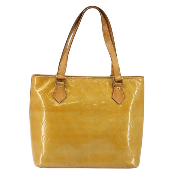 LOUIS VUITTON Monogram Vernis Houston Hand Bag Beige M91004 LV Auth BA6986