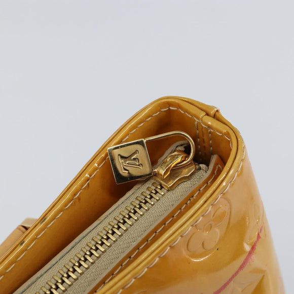 LOUIS VUITTON Monogram Vernis Houston Hand Bag Beige M91004 LV Auth BA6988