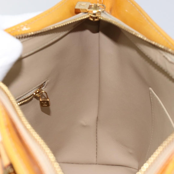 LOUIS VUITTON Monogram Vernis Houston Hand Bag Beige M91004 LV Auth BA6988