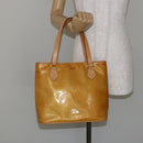 LOUIS VUITTON Monogram Vernis Houston Hand Bag Beige M91004 LV Auth BA6988-24
