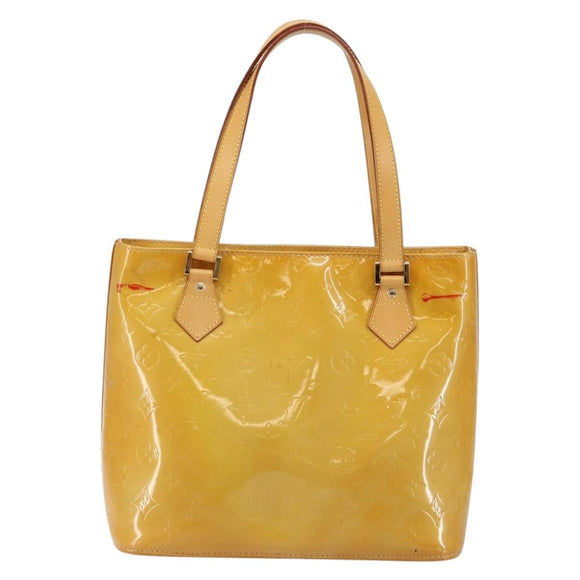LOUIS VUITTON Monogram Vernis Houston Hand Bag Beige M91004 LV Auth BA6988