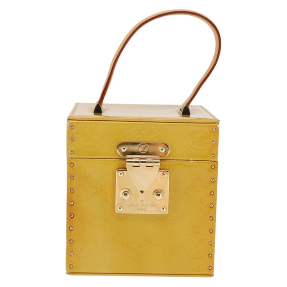 LOUIS VUITTON Monogram Vernis Bleecker Cosmetic Pouch Beige M91002 Auth BA6998