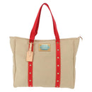 LOUIS VUITTON Antigua Hippo GM Tote Bag Beige Red M40032 LV Auth BA7007-13