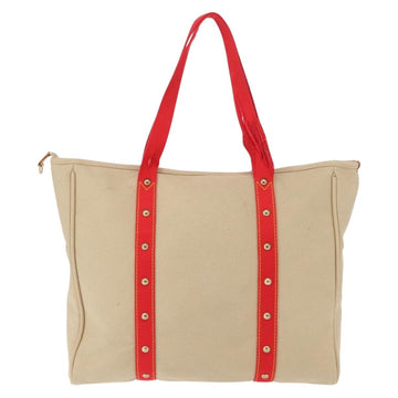 LOUIS VUITTON Antigua Hippo GM Tote Bag Beige Red M40032 LV Auth BA7007 - 0