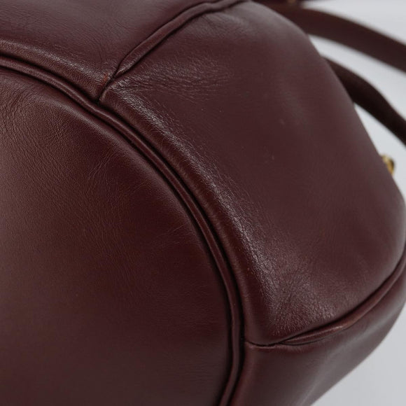 CARTIER Must Line Shoulder Bag Leather Bordeaux Gold Auth BA7014