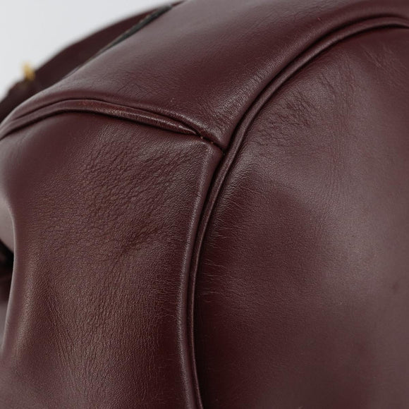 CARTIER Must Line Shoulder Bag Leather Bordeaux Gold Auth BA7014